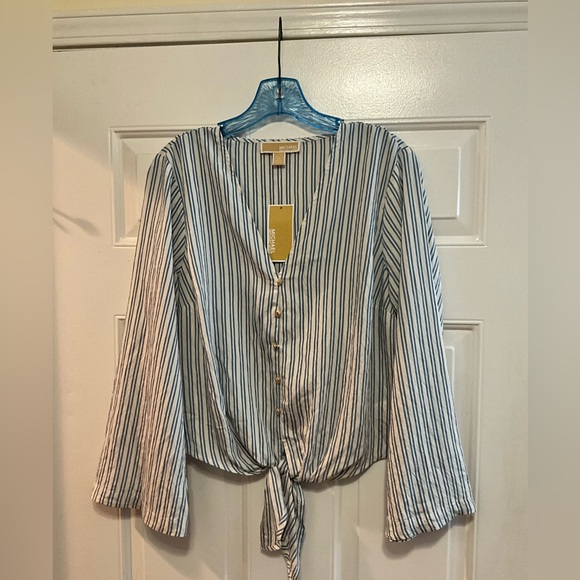 NWT ~Michael Kors Striped Blouse Sz.M - Picture 1 of 7